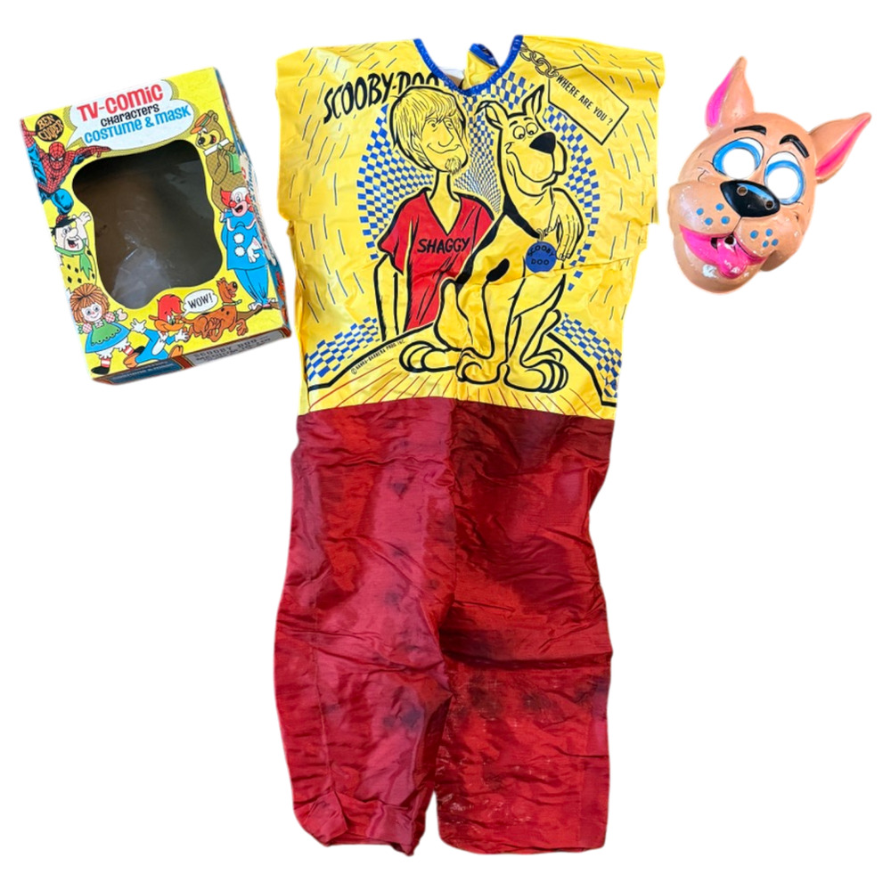 Vintage 1973 Ben Cooper Scooby Doo Costume & Mask + Box Child Medium 8-10 READ